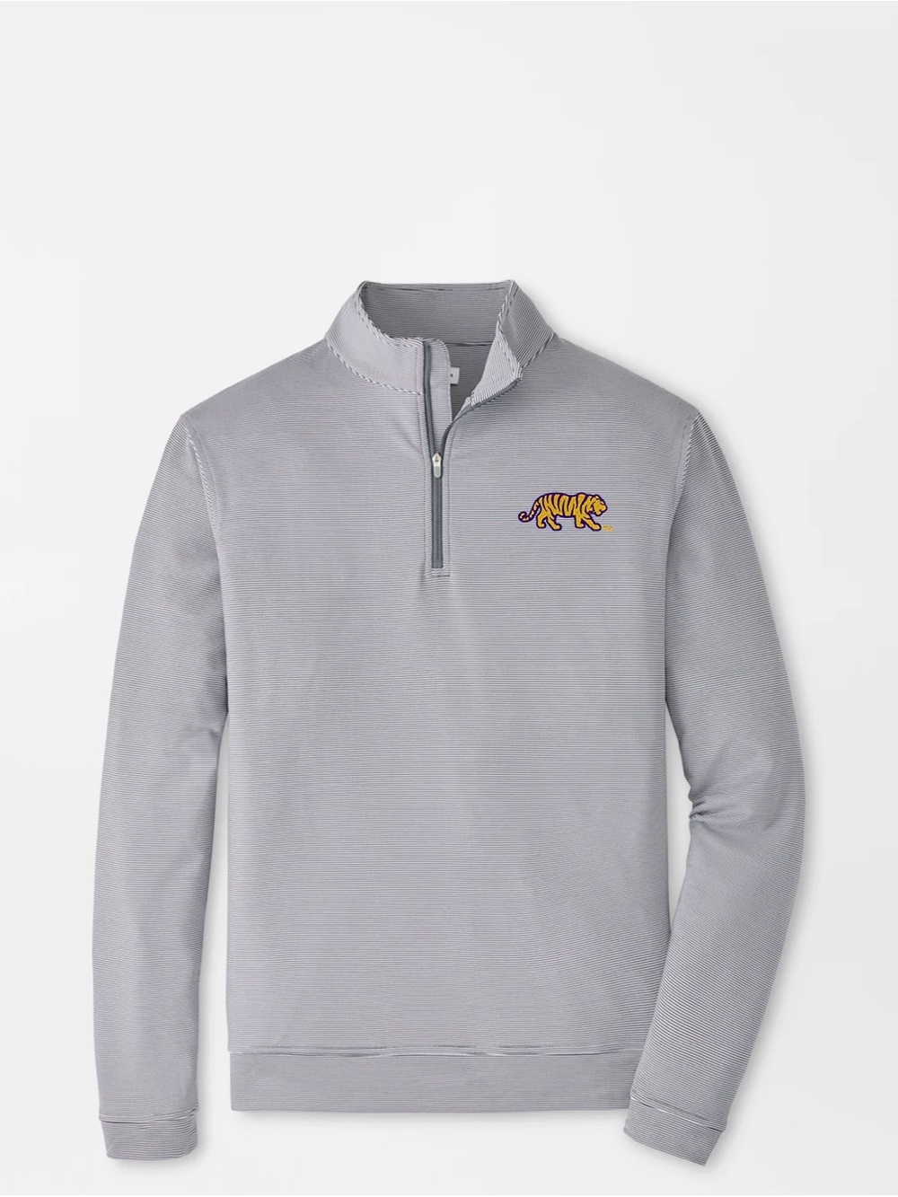 Peter Millar LSU Mike the Tiger Perth Sugar Stripe Performance Quarter-Zip.
